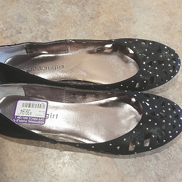 NWT madden girl embellished black flats size 8 - Picture 2 of 4